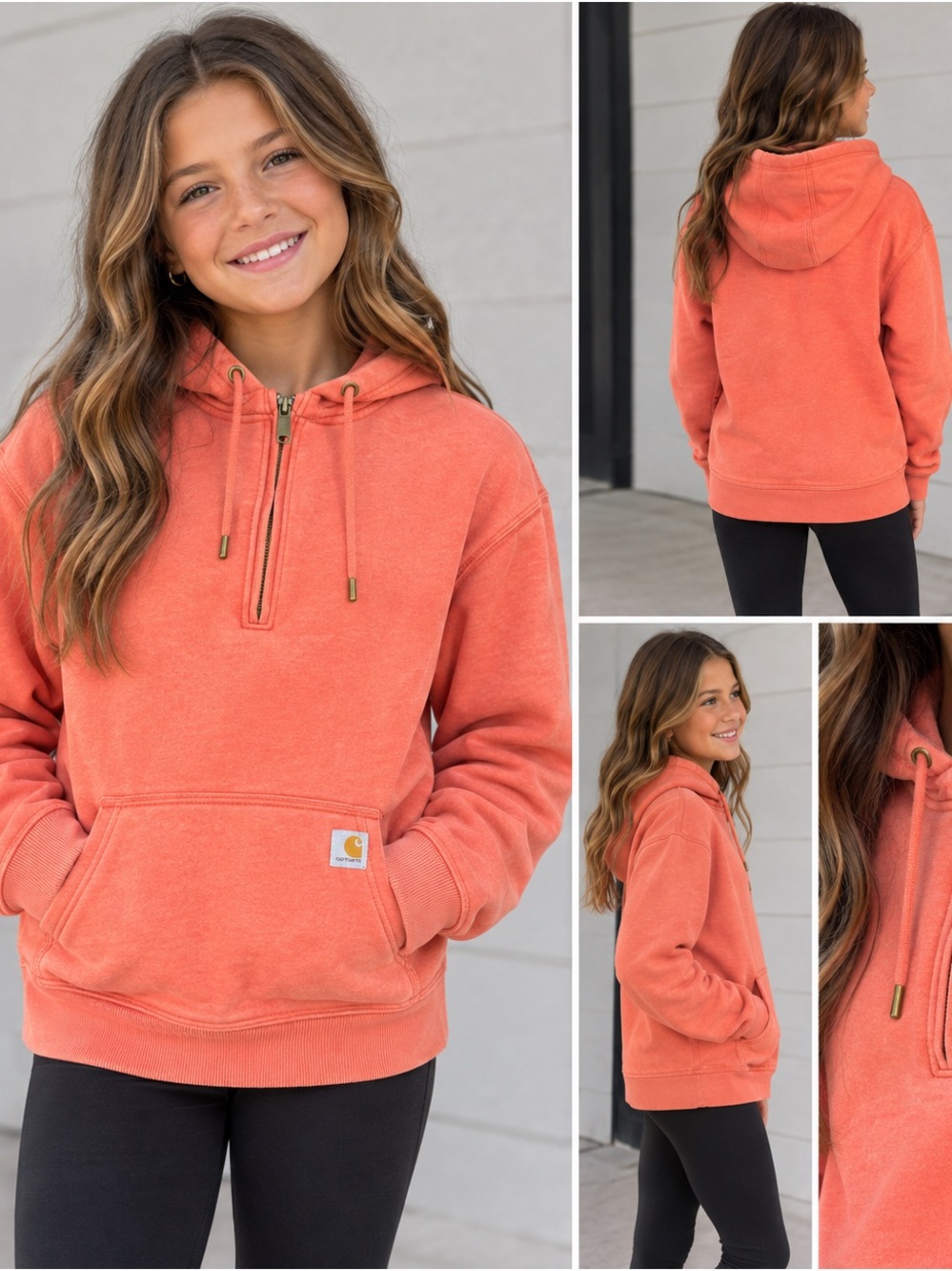 Girls Carhartt Coral Quarter Zip Hoodie